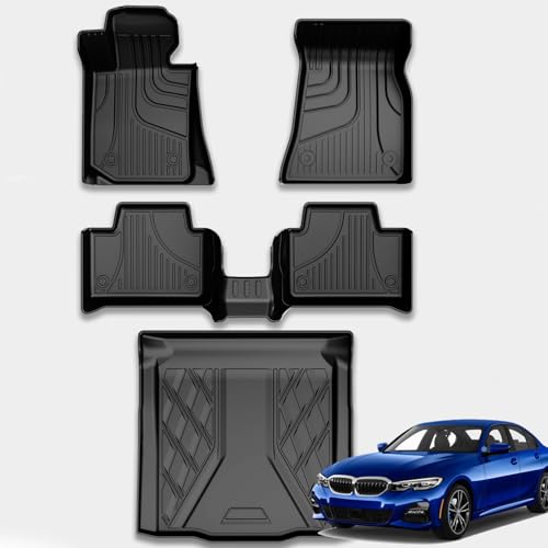 Floor Mats  Cargo Mat Custom Fit 20192025 BMW 3 Series Sedan Without Spare Tire Compartment  All Weather Floor Liners for 3 Series 330i M3 M340i Car Mats Accessories Black NOT for GT